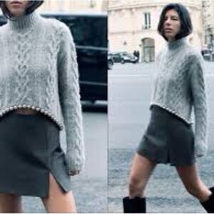 NWT ZARA CABLE KNIT BOBBLE SWEATER